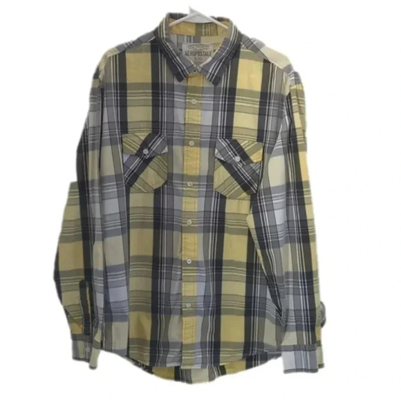 Aeropostale men's large plaid  long sleeve button down shirt - Picture 1 of 11